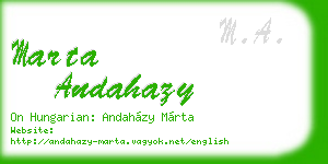 marta andahazy business card