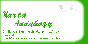 marta andahazy business card